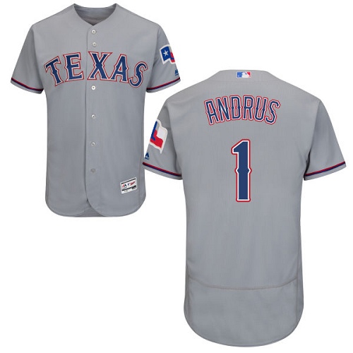 Rangers #1 Elvis Andrus Grey Flexbase Authentic Collection Stitched MLB Jersey - Click Image to Close